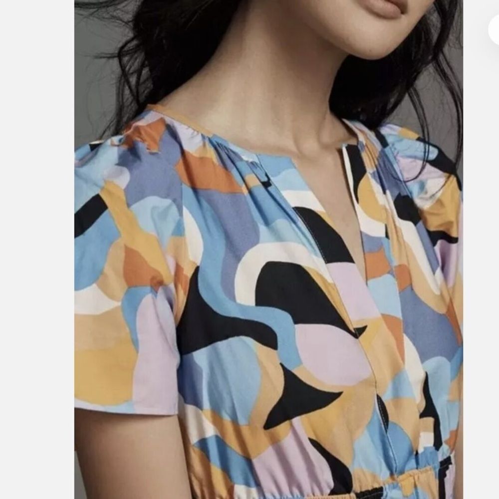 Anthropologie The Somerset Maxi Dress Blue Orange Fall Size Large - Picture 2 of 5